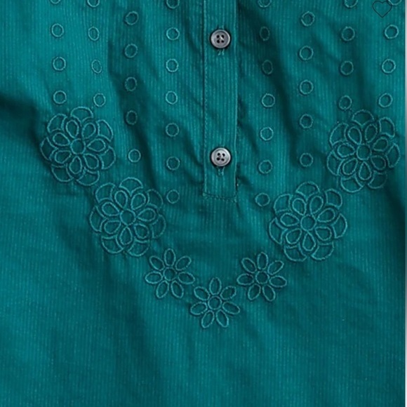 J. Crew Dark Spruce Ruffle Sleeve Embroidered Eyelet Blouse AR971 - Picture 13 of 14